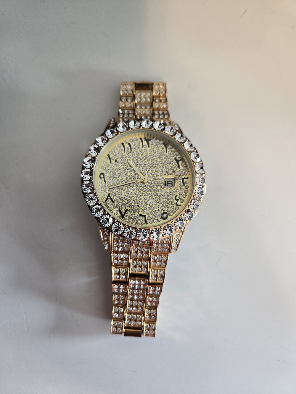 Men’s Gold Crystal Pavé Dress Watch - Sparkling Gold Finish